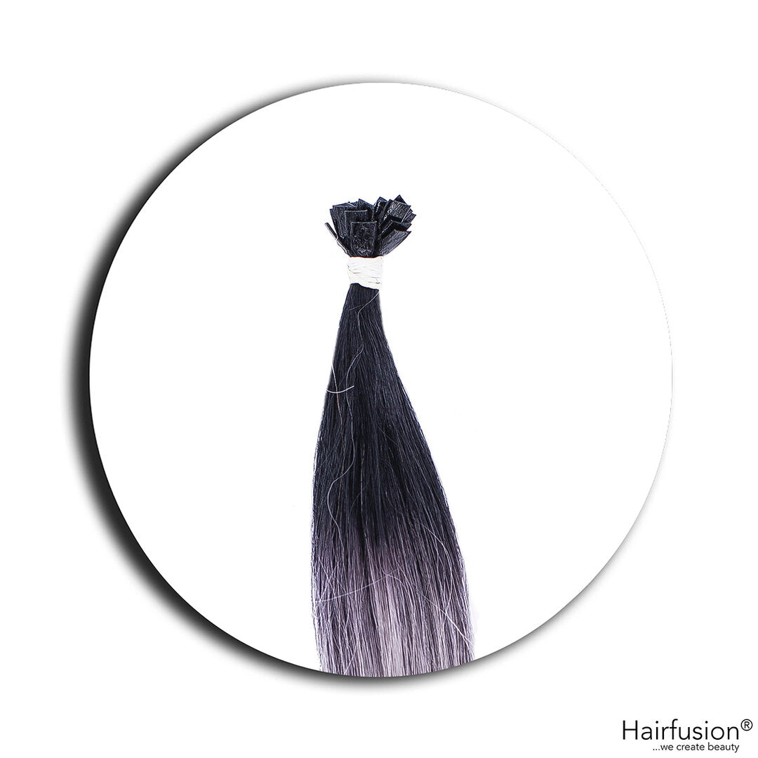 Outlet Nr. 21 – 25 Bonding Extensions – Farbe Root 1 auf Silbergrau – 50 cm – glatt