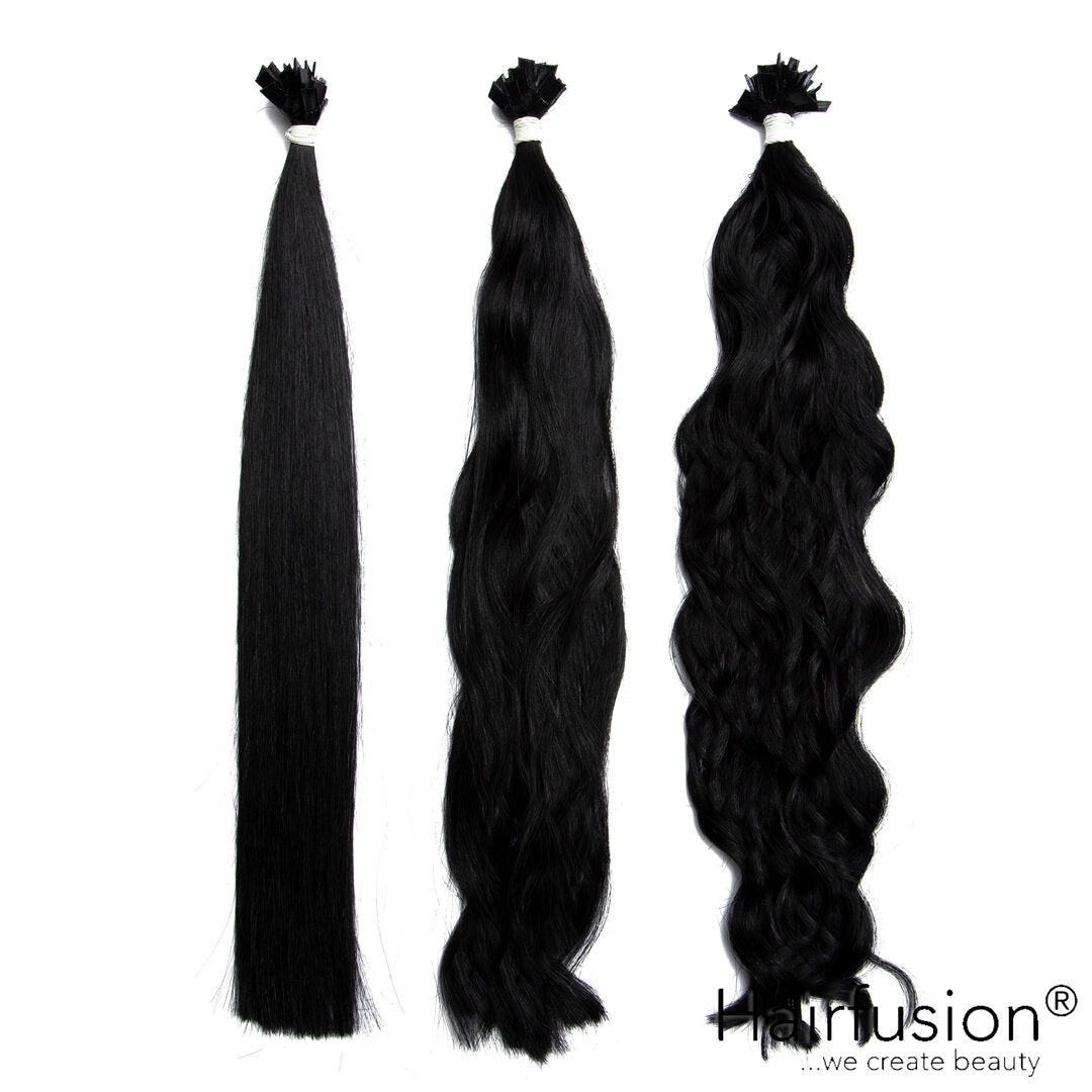 25 Stück HAIRFUSION Echthaar Strähnen mit KERATIN BONDING (Wärme-/Ultraschall) einfarbig