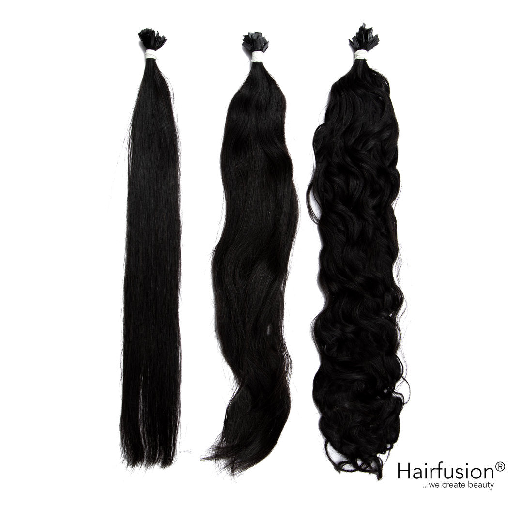 25 Stück HAIRFUSION Echthaar Strähnen mit KERATIN BONDING (Wärme-/Ultraschall) einfarbig