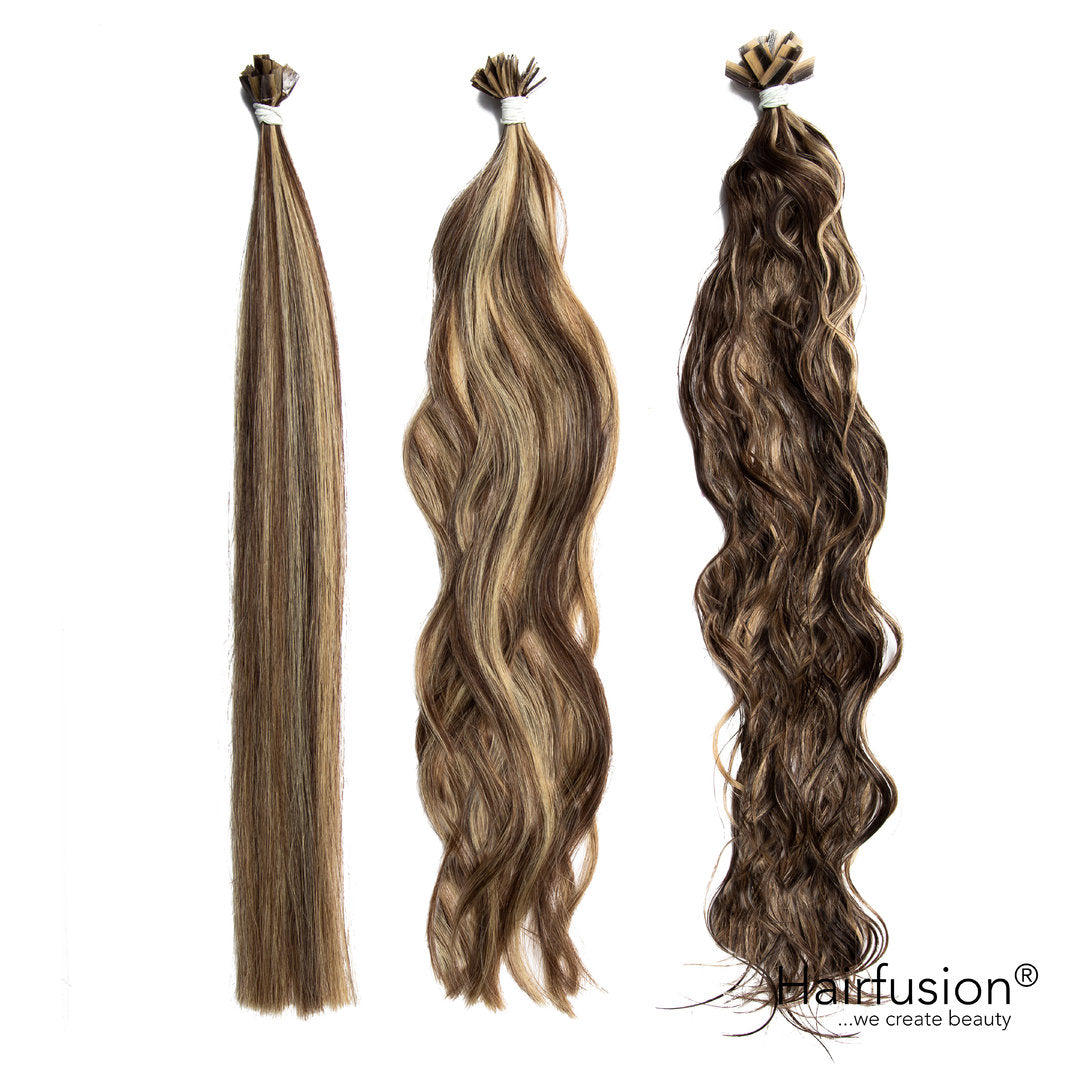 25 Stück HAIRFUSION Echthaarsträhnen mit FLACHBONDING (Wärme-/Ultraschalltechnik) GESTRÄHNT