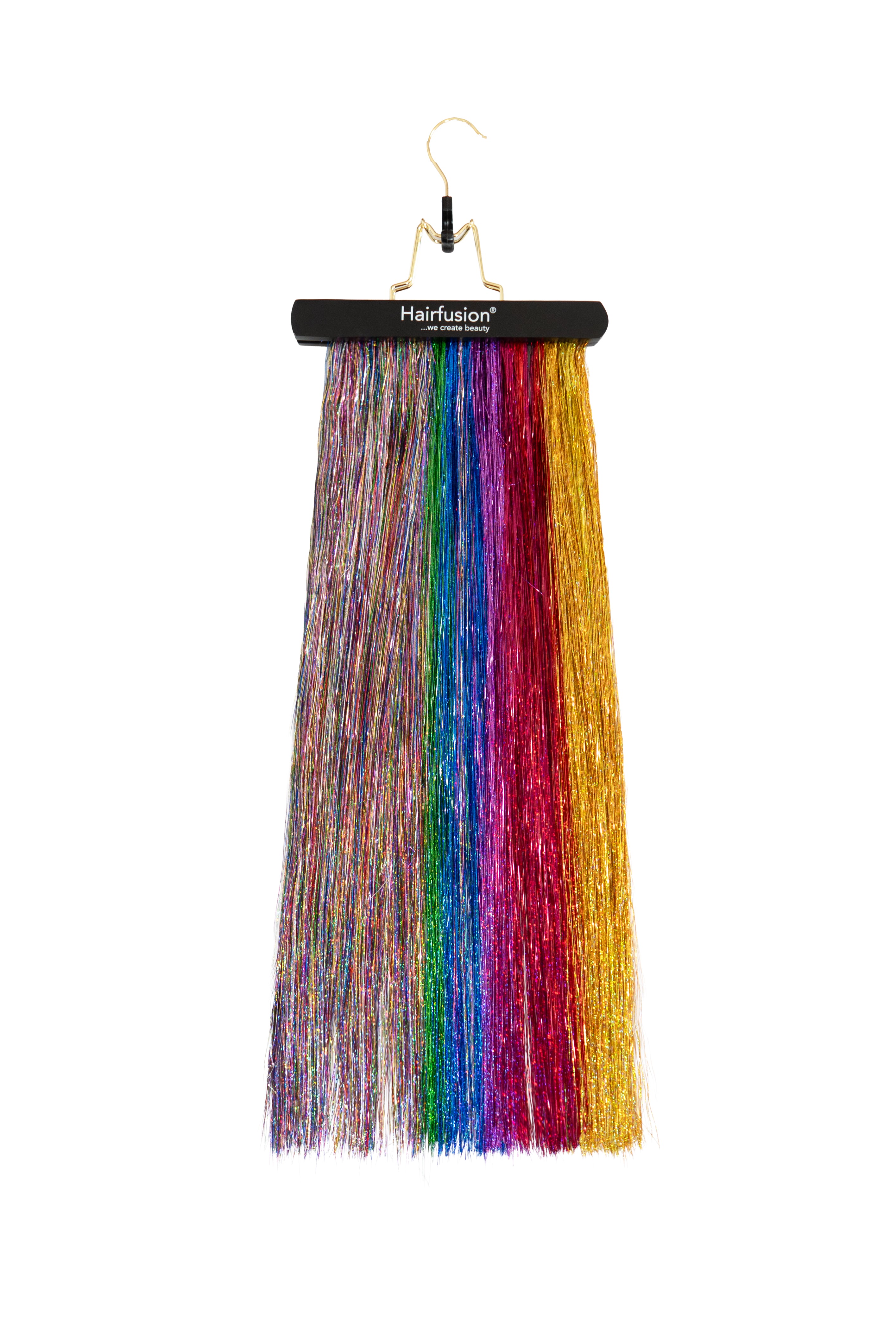 Haarlametta Extensions 50 cm – 5 Strähnen Glitzer mit Microring, hitzebeständig