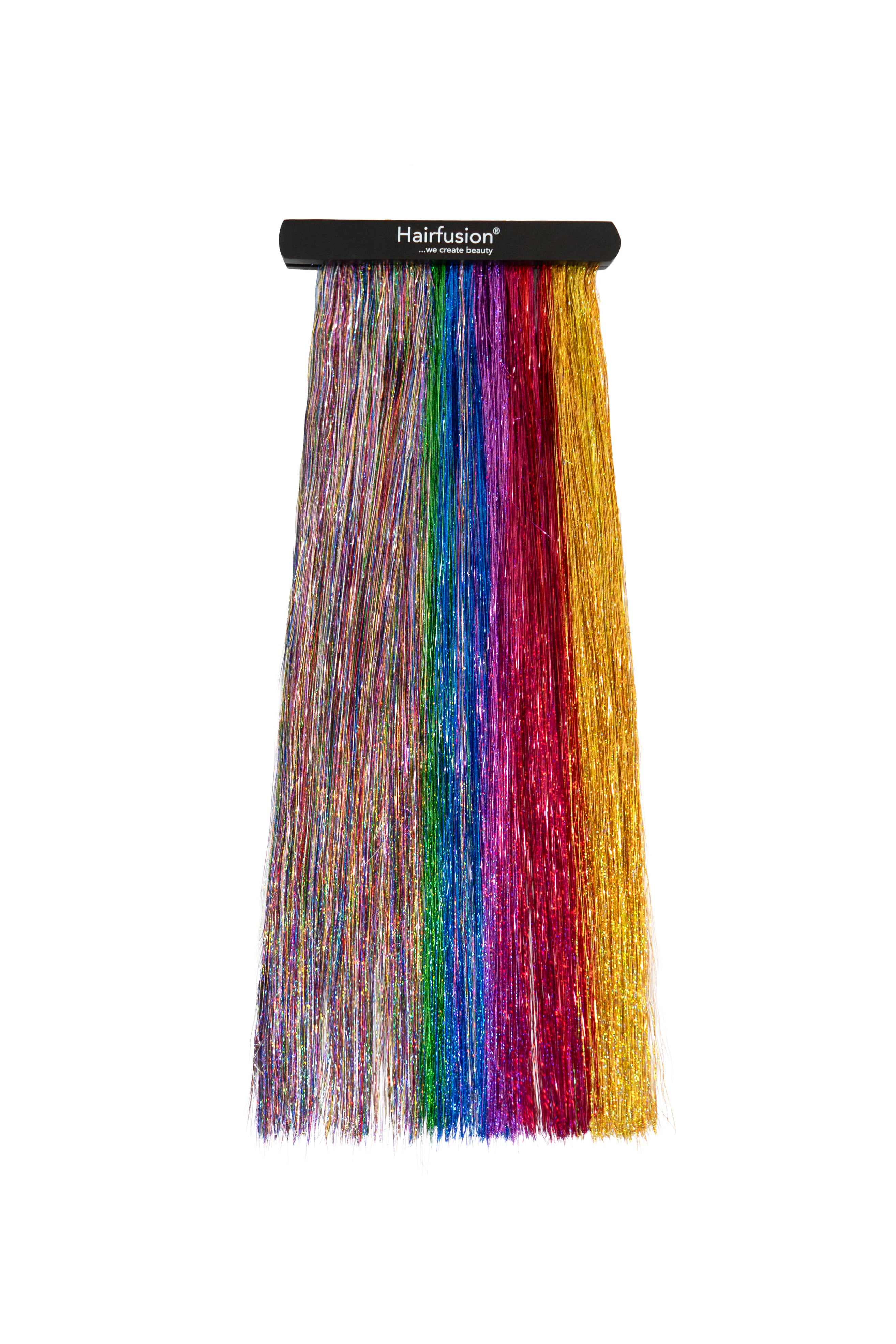 Haarlametta Extensions 50 cm – 5 Strähnen Glitzer mit Microring, hitzebeständig