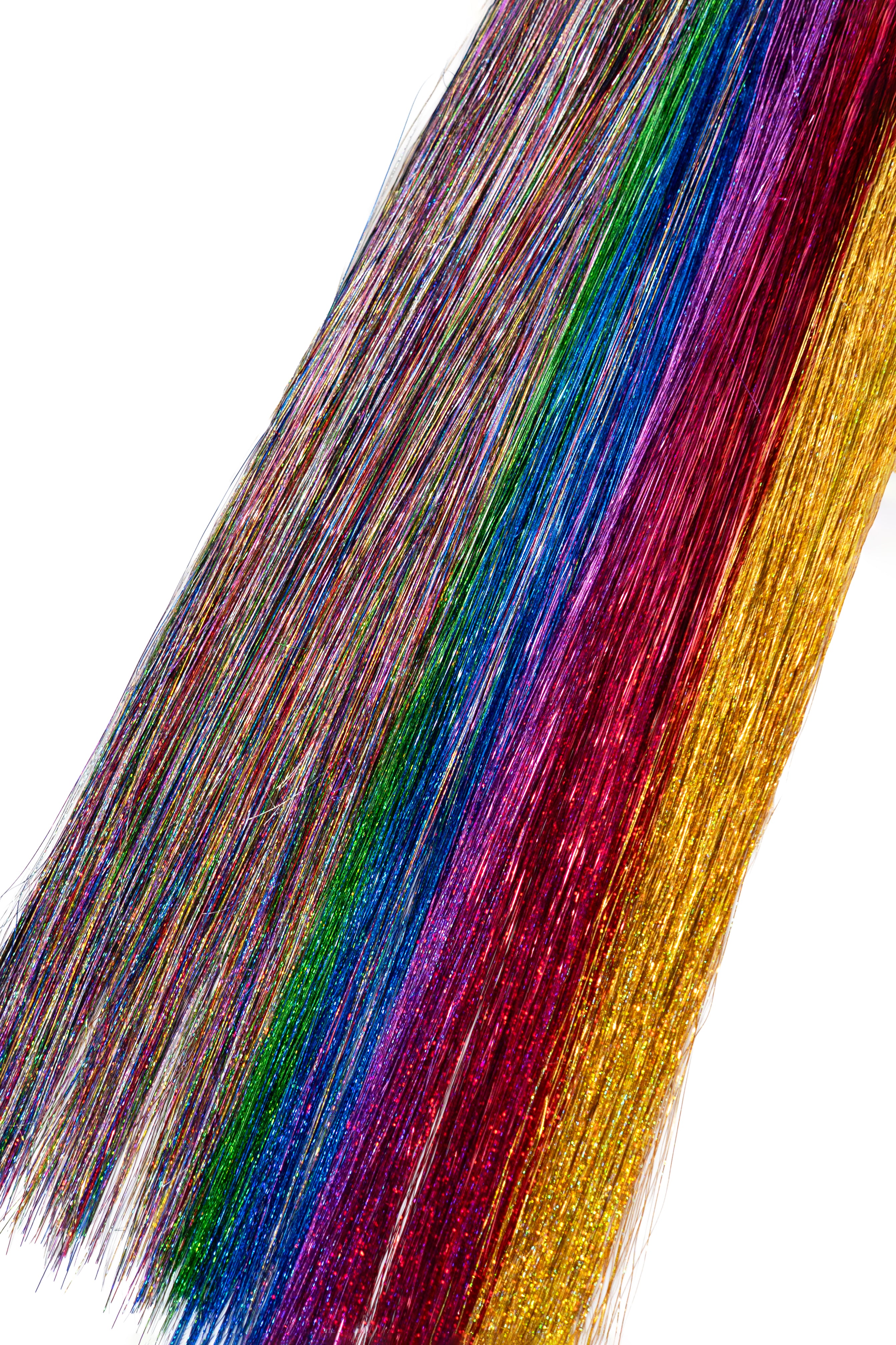 Haarlametta Extensions 50 cm – 5 Strähnen Glitzer mit Microring, hitzebeständig