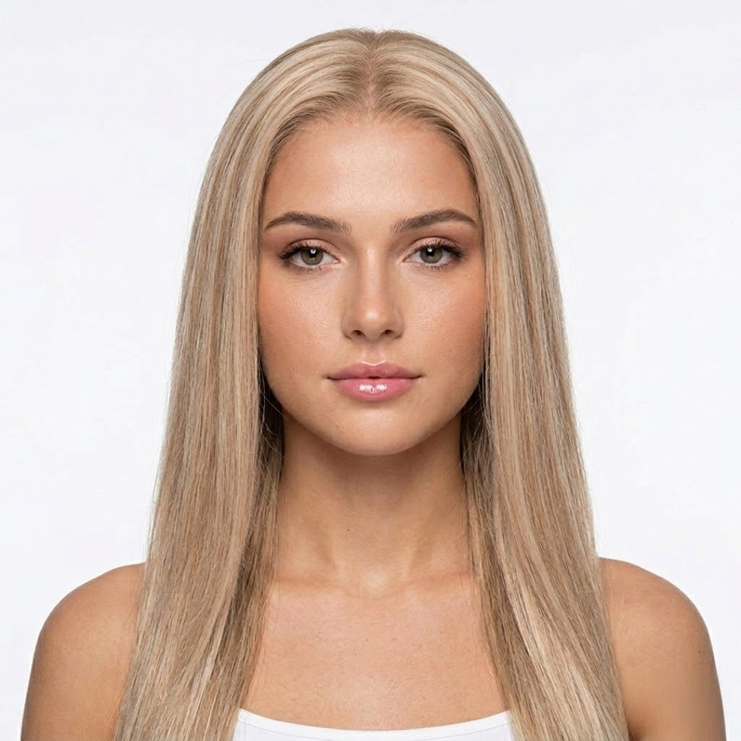 Echthaar Lacefront Perücke beige/blond gesträhnt - BEACH GIRL