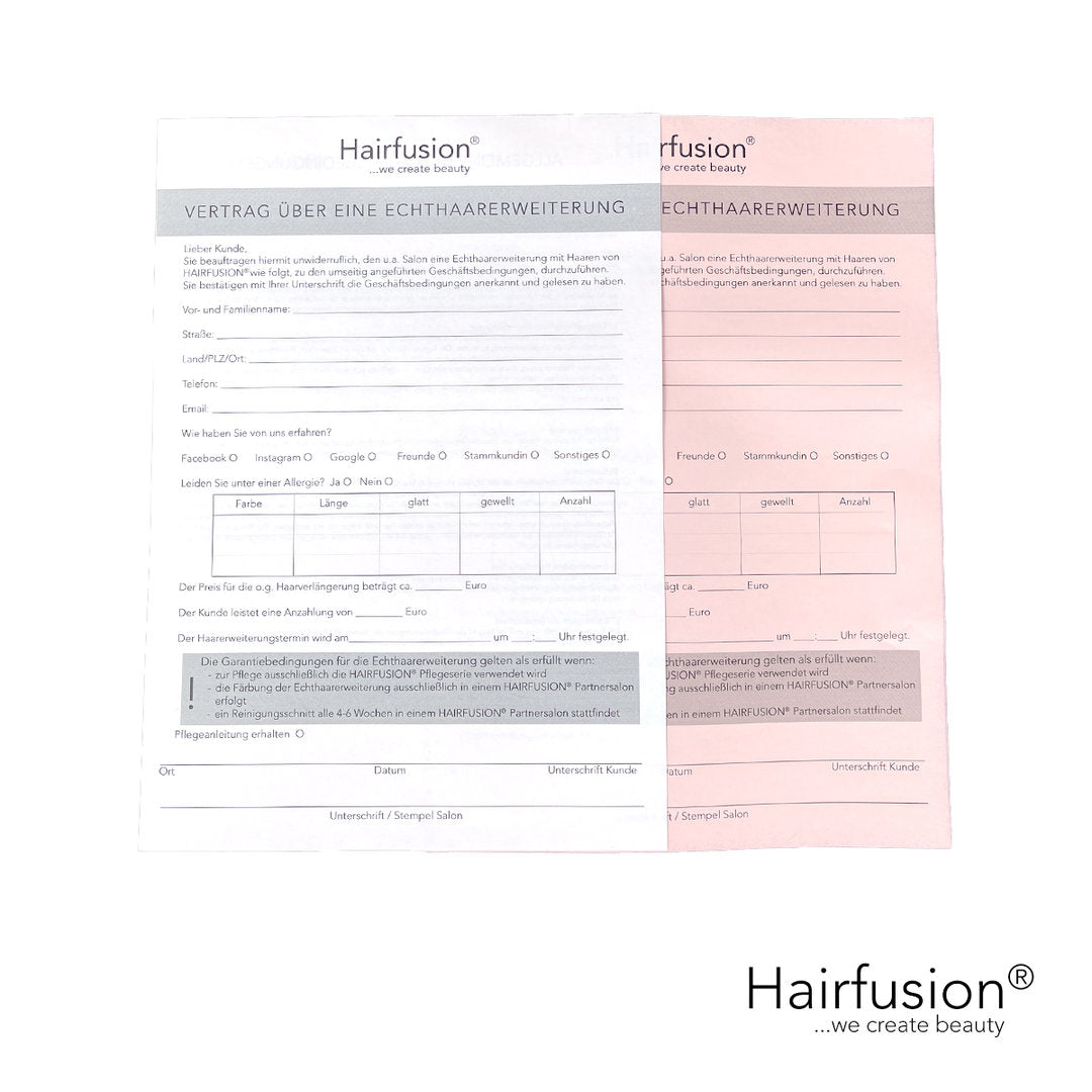 Kundenauftragsbögen zur Haarverlängerung von HAIRFUSION
