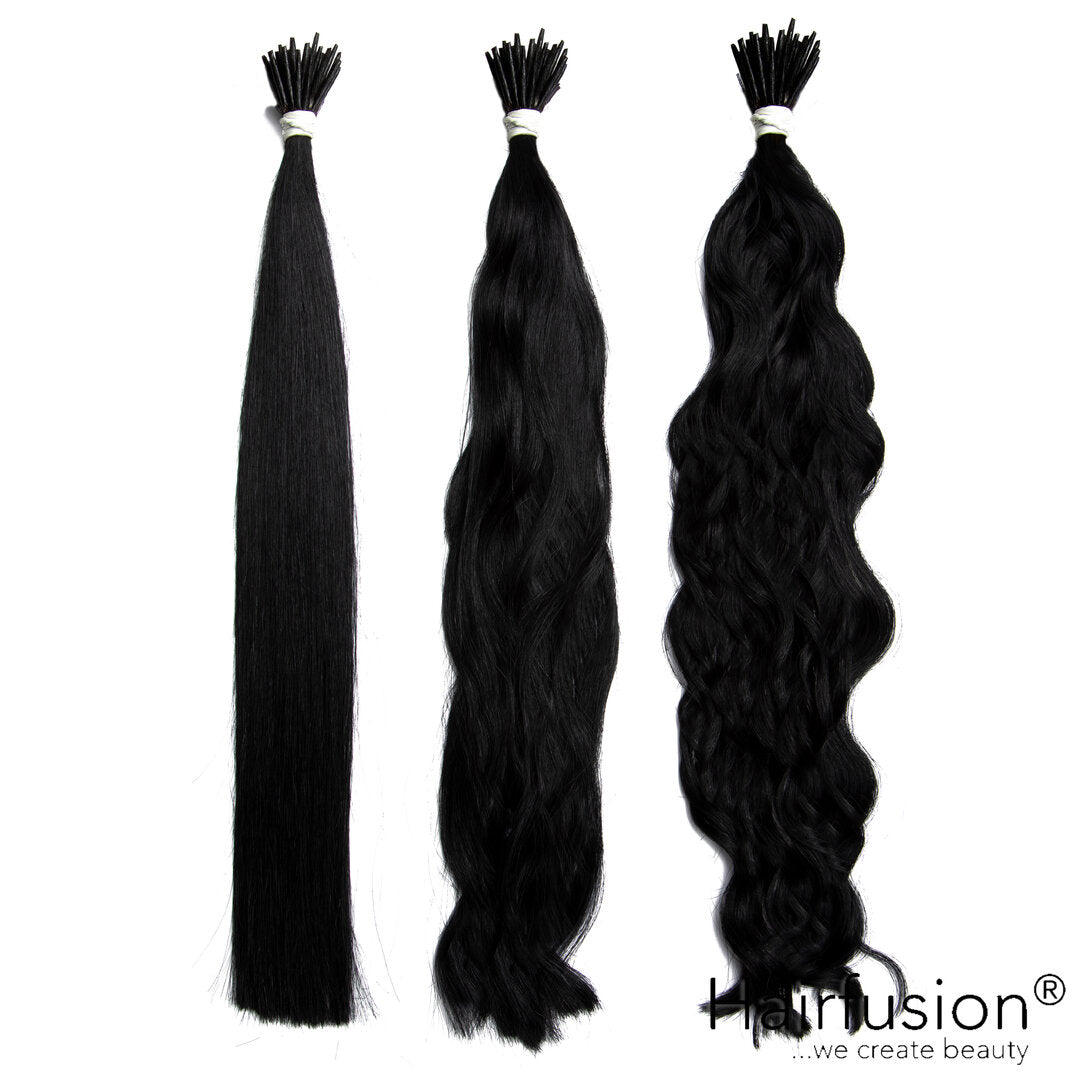 25 Stück HAIRFUSION Echthaar Strähnen mit RUND BONDINGS (Microrings) EINFARBIG