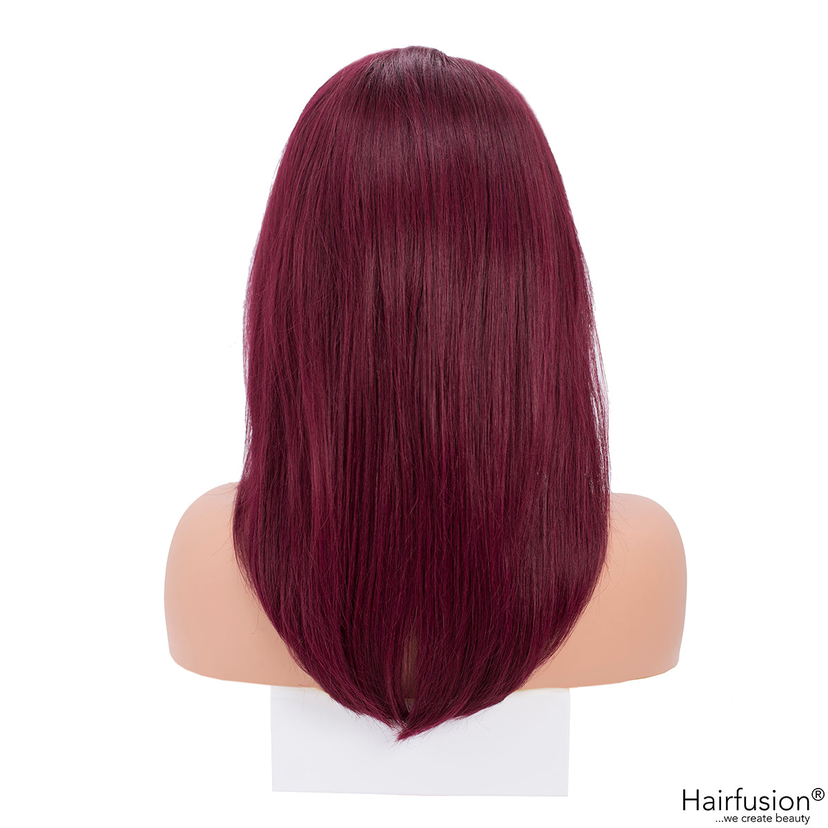 Echthaar Perücke - Rubi - weinrote Middle Part Perücke - 35 cm