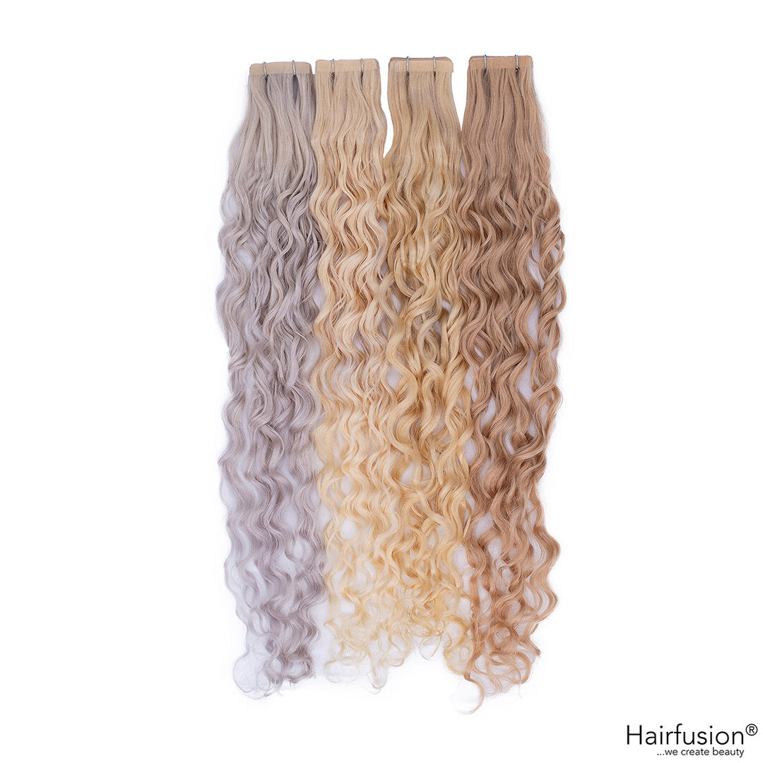 gelockte Tapeextensions - 10 Stück Echthaar 45-50 cm und 65-70 cm