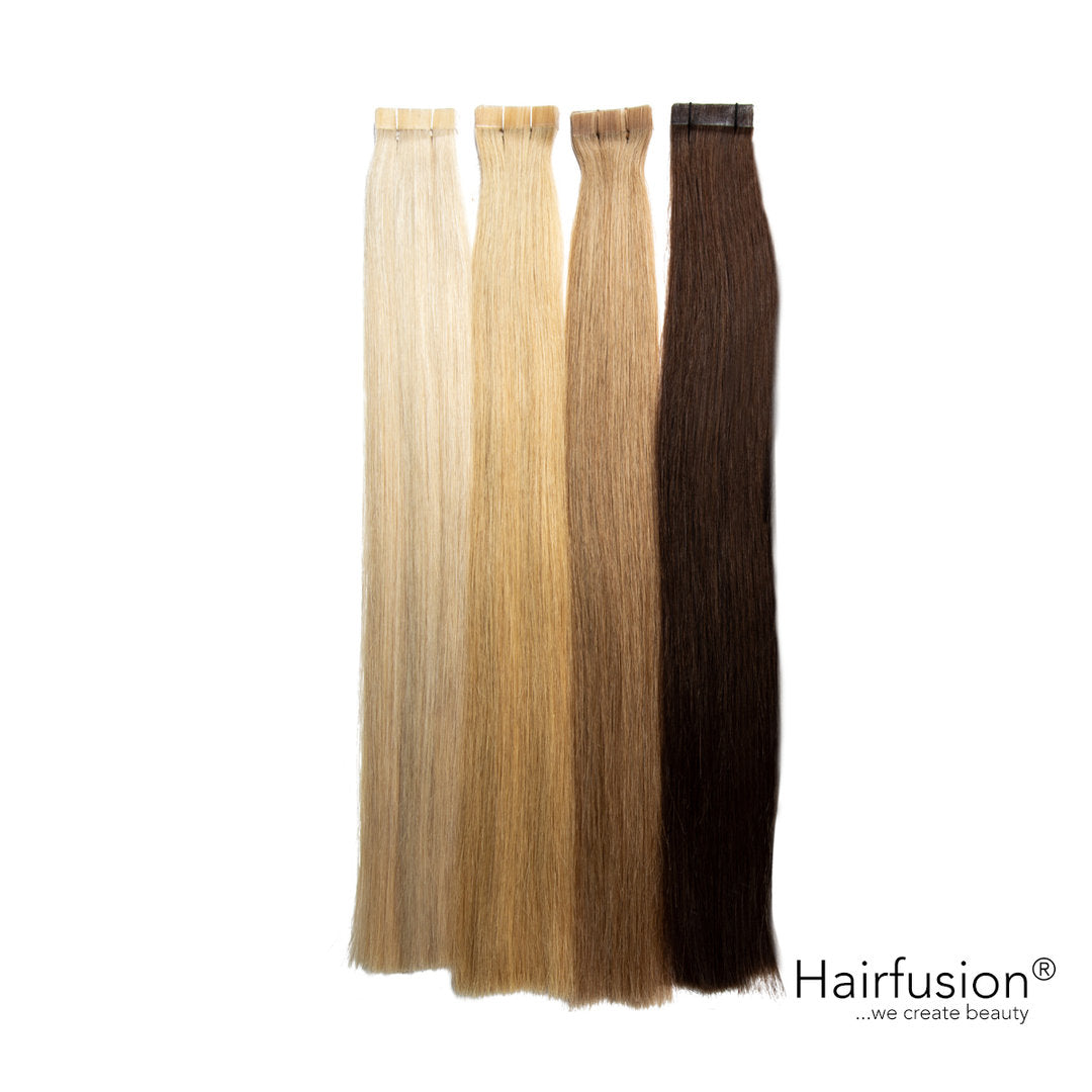 Tape Extensions - 10 Stück EINFARBIG Echthaar 30-35 cm, 45-50 cm und 65-70 cm