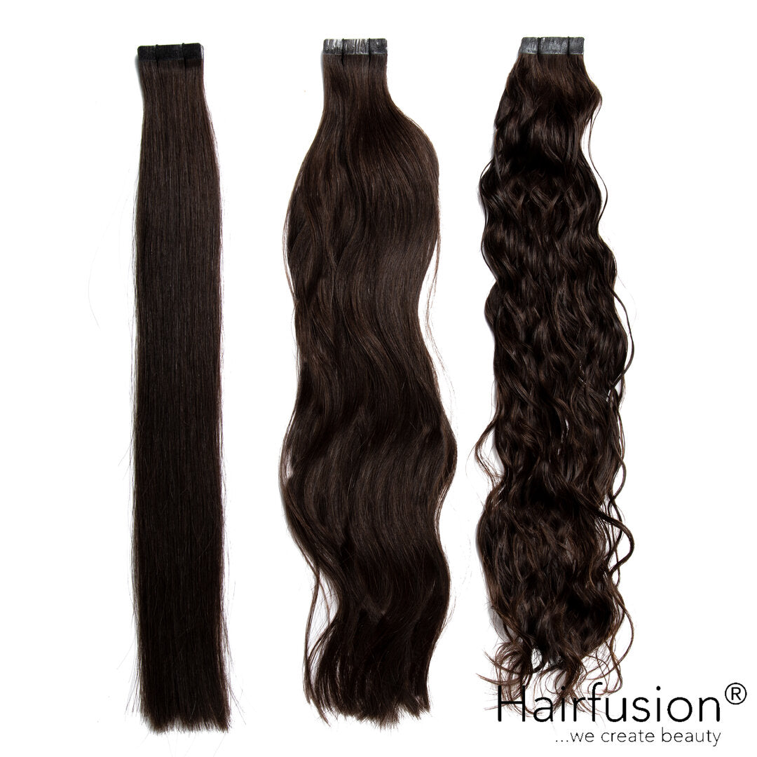 Tape Extensions - 10 Stück EINFARBIG Echthaar von HAIRFUSION