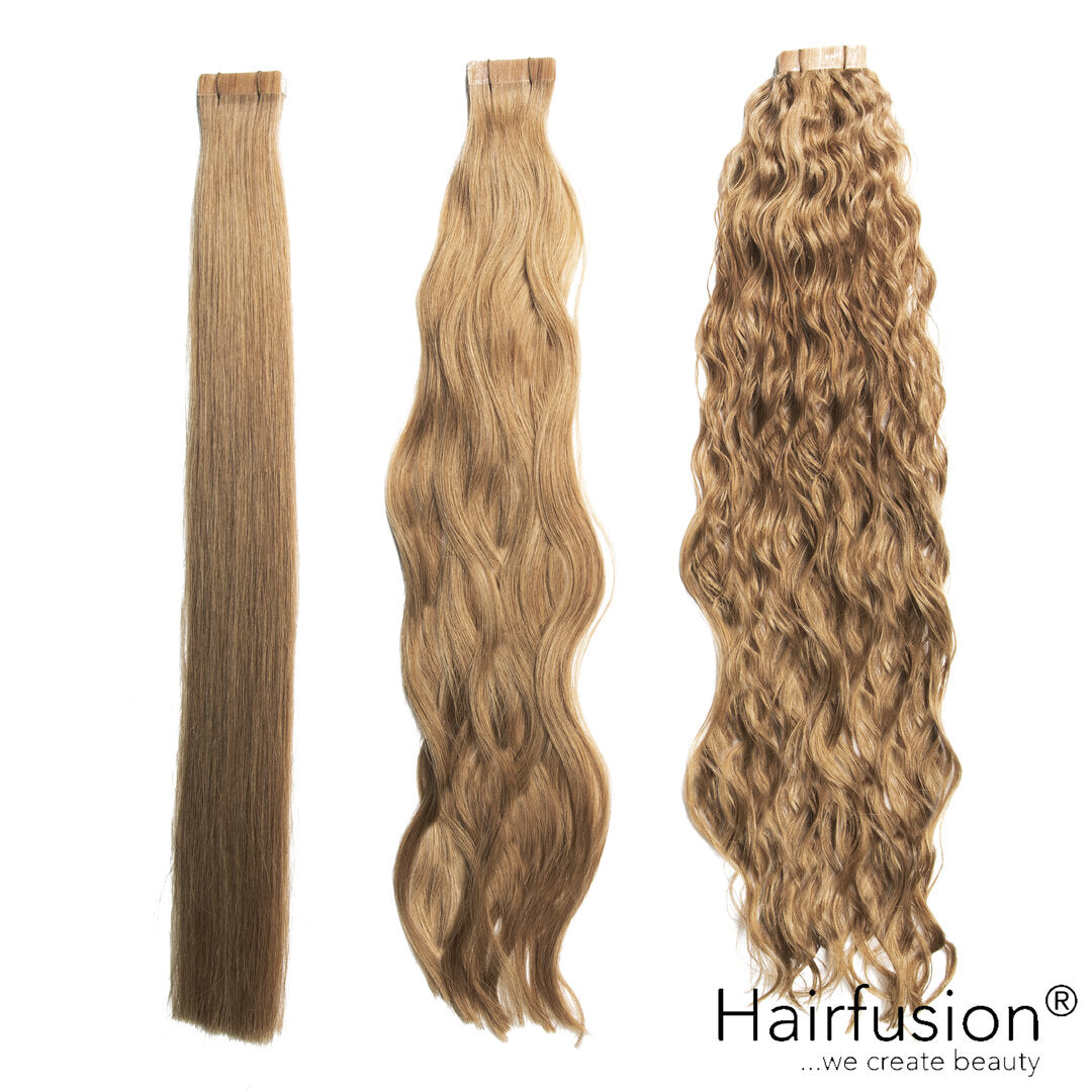 Tape Extensions - 10 Stück NATURAL ASHY Echthaar von HAIRFUSION