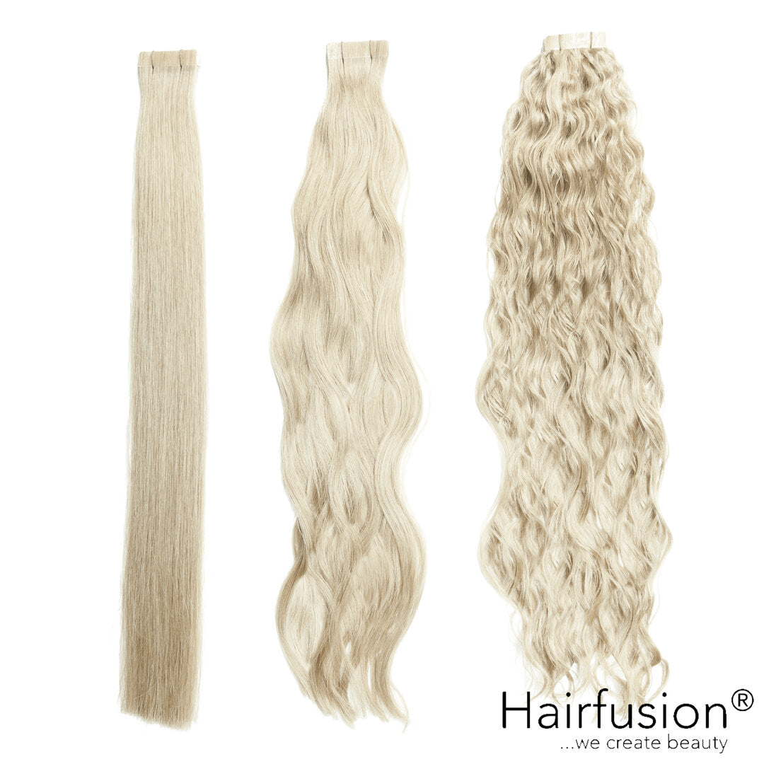 Tape Extensions - 10 Stück NATURAL ASHY Echthaar von HAIRFUSION