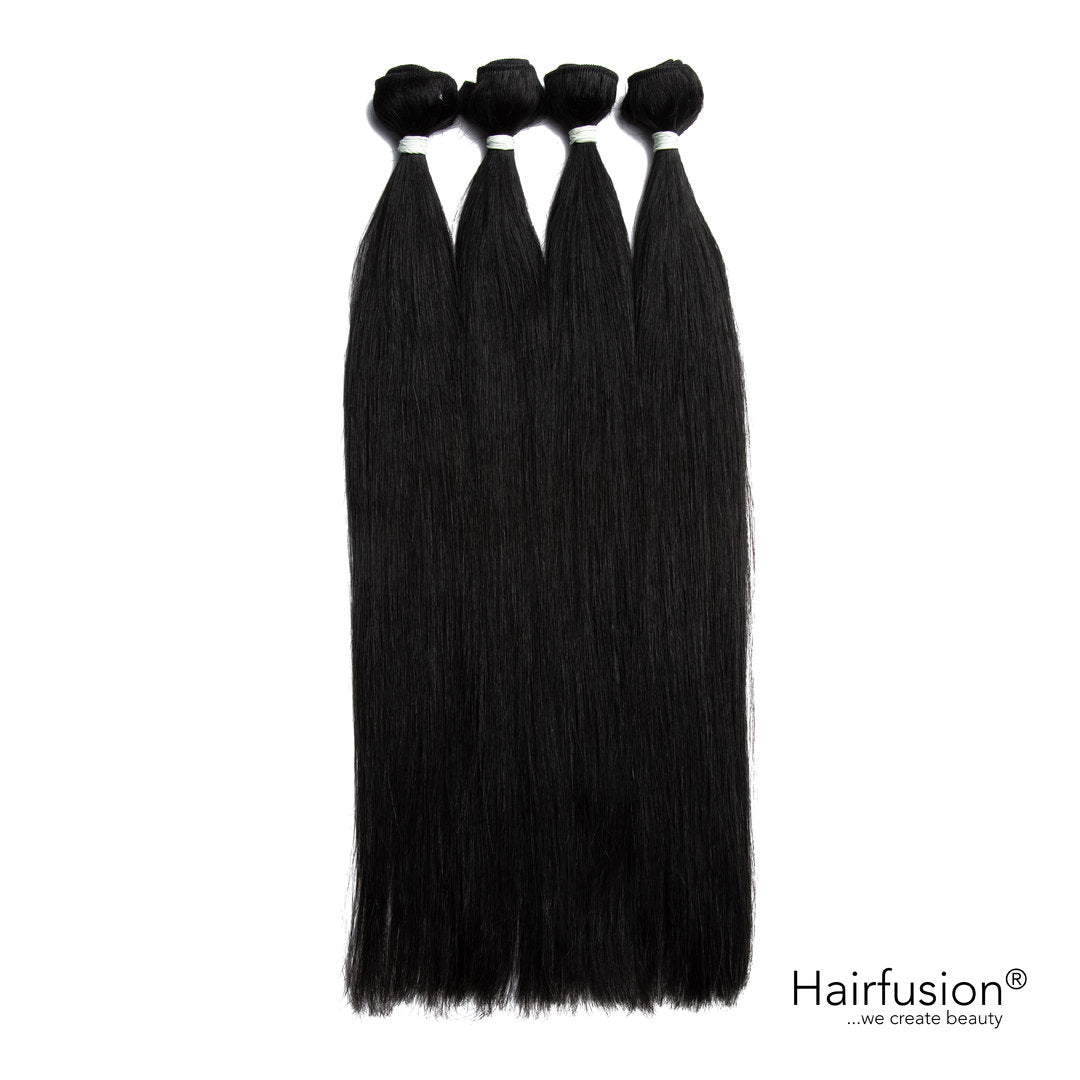 50 gr. Rohhaar INVISIBLE/GENIUS Tresse 100% naturbelassen - FARBE SCHWARZ BRAUN 40-70 cm