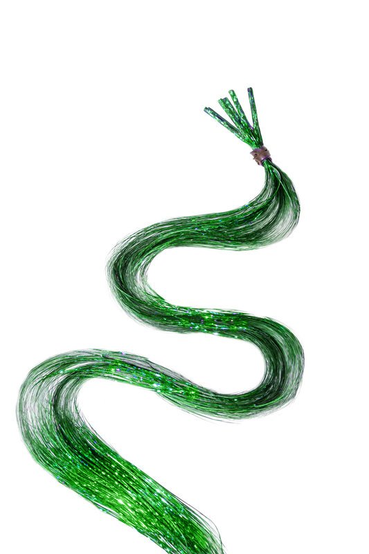 Haarlametta Extensions 50 cm – 5 Strähnen Glitzer mit Microring, hitzebeständig