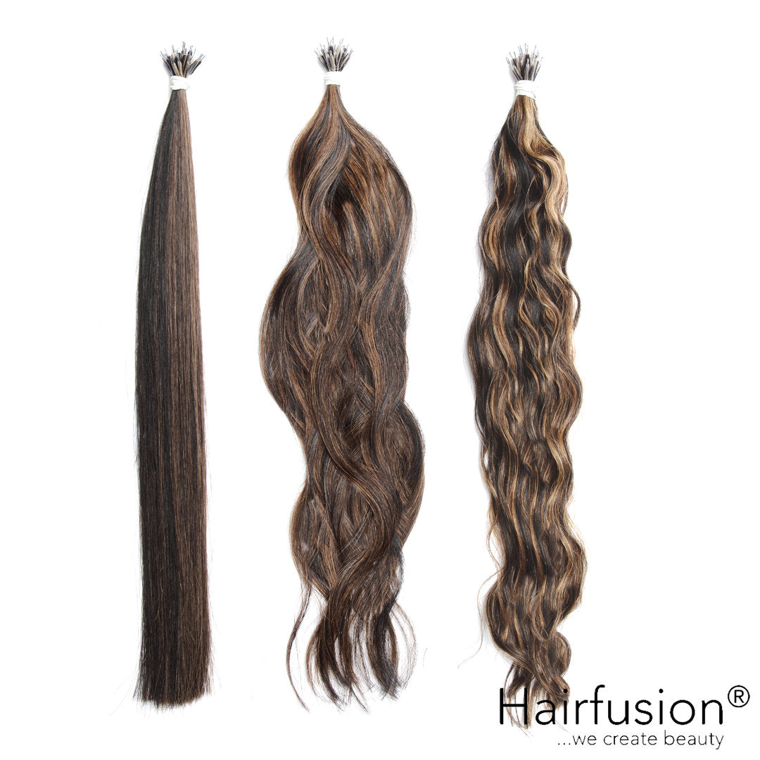 25 Stück HAIRFUSION Nanoring Extensions GESTRÄHNTE FARBEN