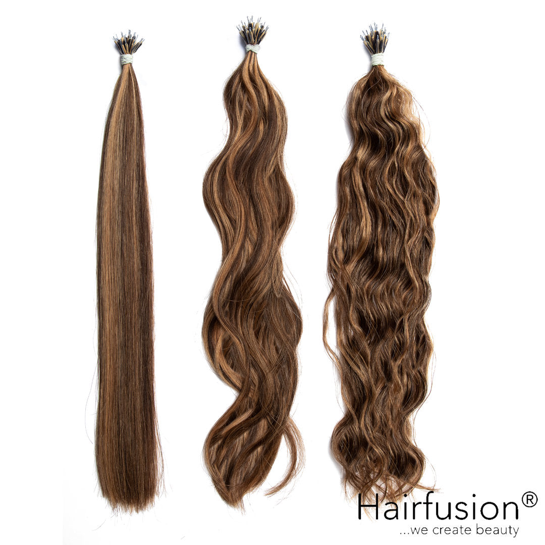 25 Stück HAIRFUSION Nanoring Extensions GESTRÄHNTE FARBEN