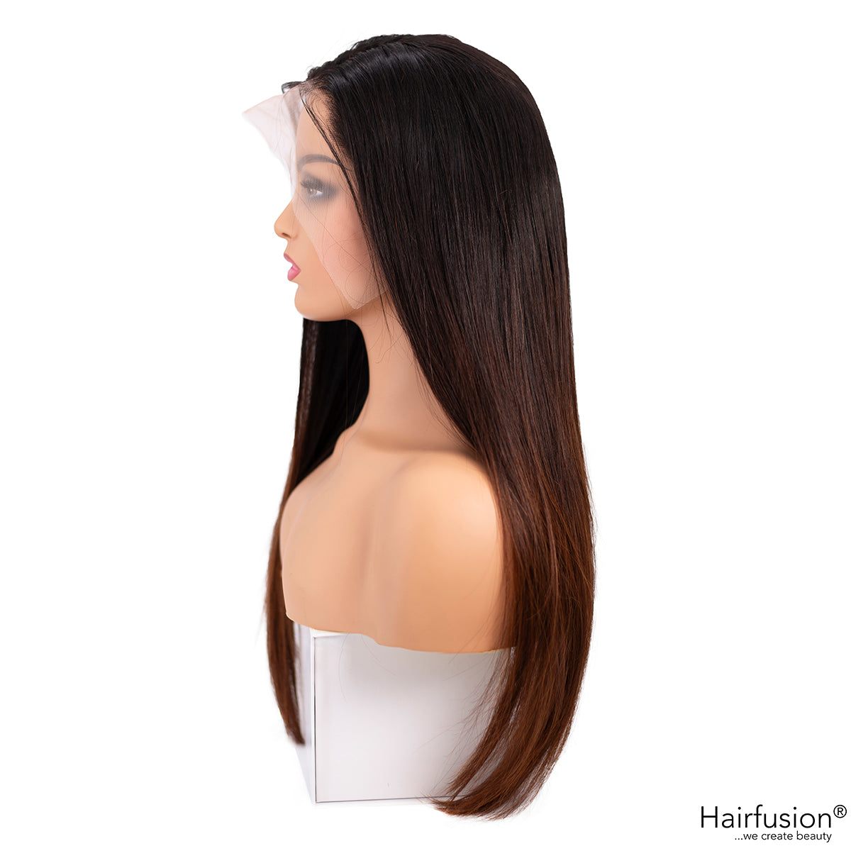 Echthaar Perücke ombré schwarz auf braun - Ibiza Jet Set