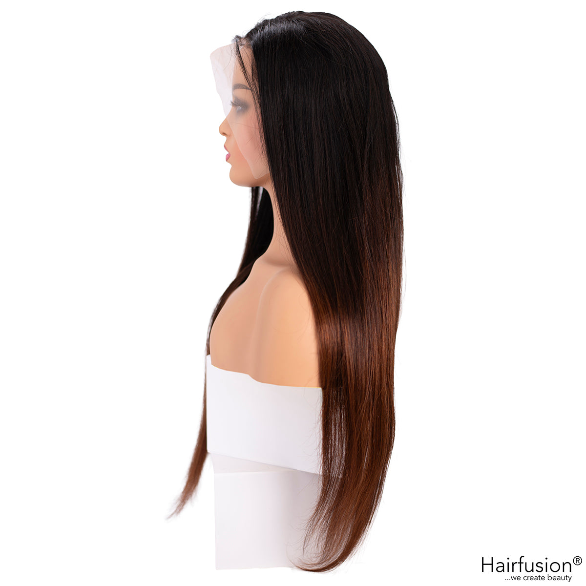 Echthaar Perücke ombré schwarz auf braun - Ibiza Jet Set