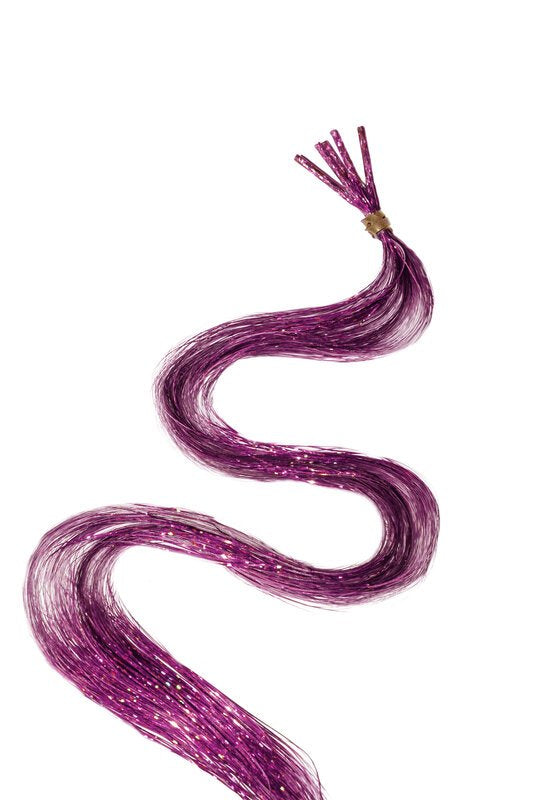 Haarlametta Extensions 50 cm – 5 Strähnen Glitzer mit Microring, hitzebeständig