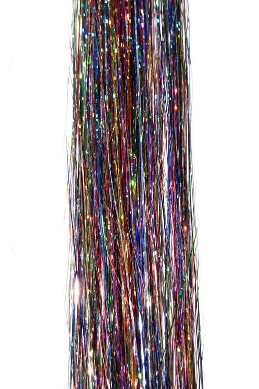 Haarlametta Extensions 50 cm – 5 Strähnen Glitzer mit Microring, hitzebeständig