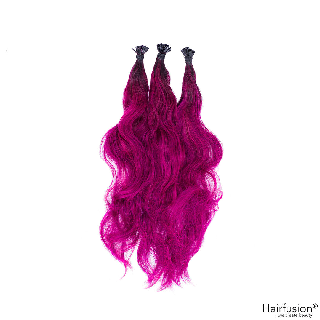Outlet Nr. 101 – 75 Bonding Extensions – Farbe Root 1B auf Magenta – 35 cm – gelockt
