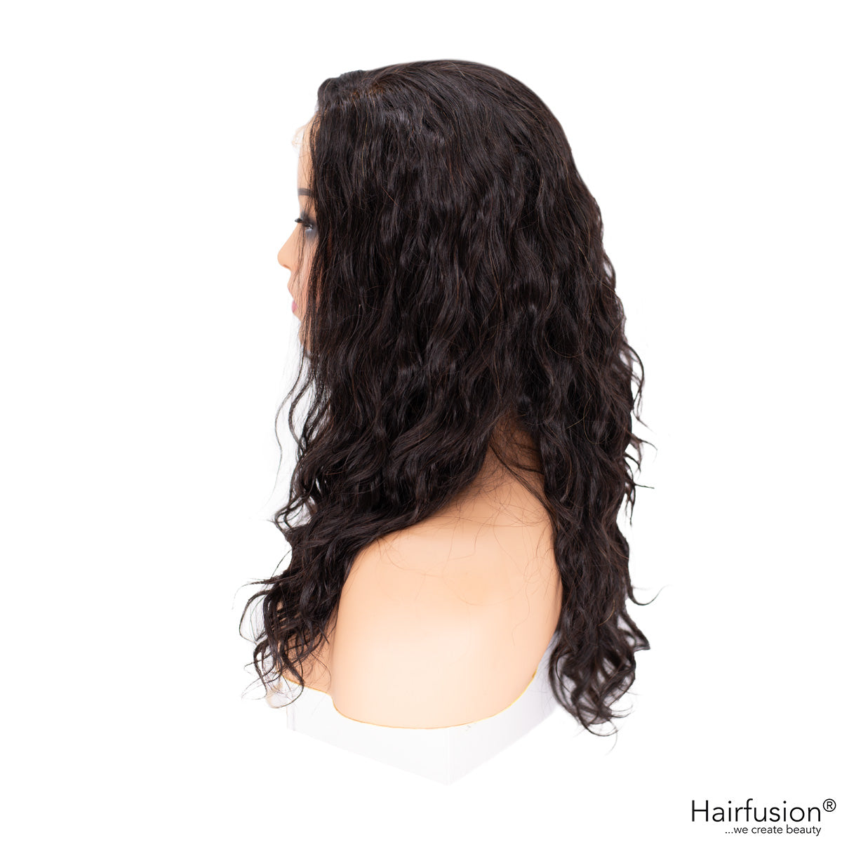 Echthaar Perücke - Camilla - naturgewellt 40 cm - schwarzbraun Lace Front