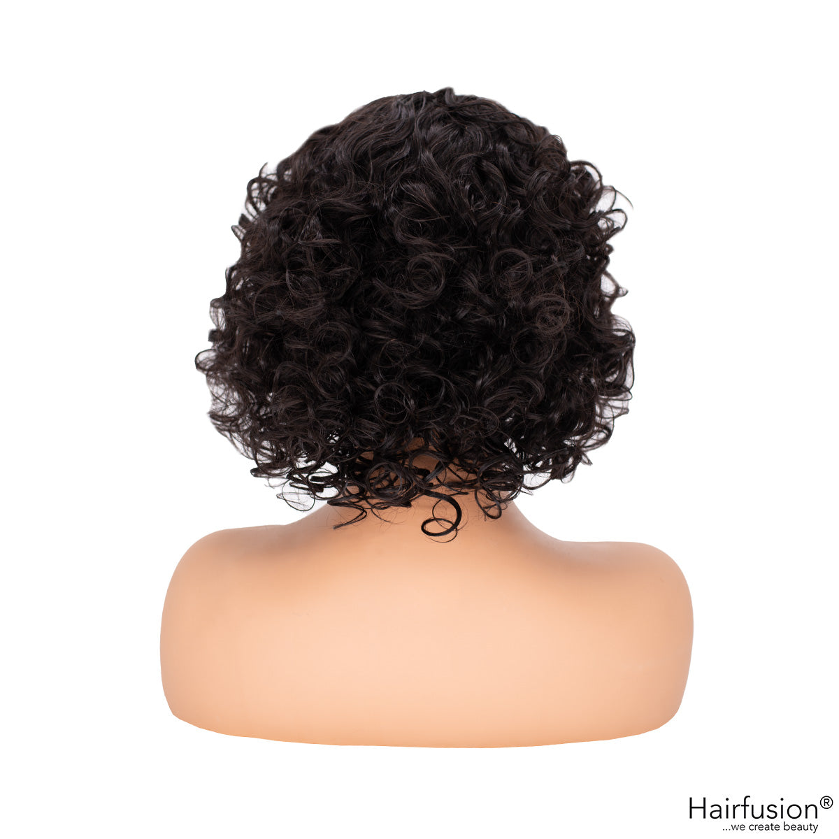 Echthaar Perücke - Amaya -naturgelockt mit Pony - schwarzbraun