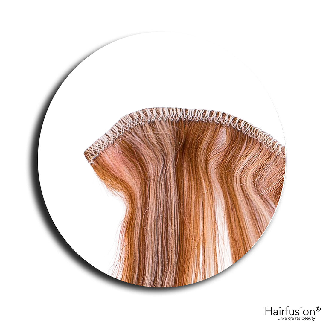 Outlet Nr. 33 – 1 doppelt vernähte Tressen Extension – Farbe gesträhnt 6/150 – 50 cm – glatt