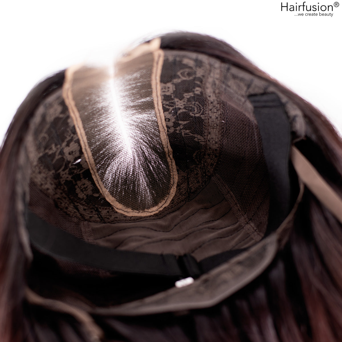 Echthaar Perücke - Zara - 25 cm - schwarzbraune  T- Part Bob Perücke