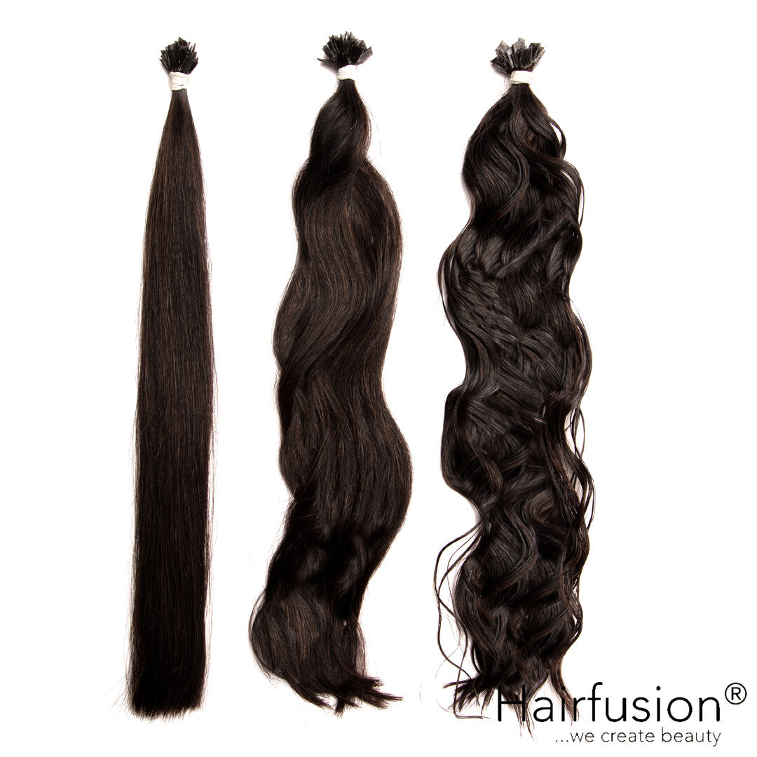 25 Stück HAIRFUSION Echthaar Strähnen mit KERATIN BONDING (Wärme-/Ultraschall) einfarbig