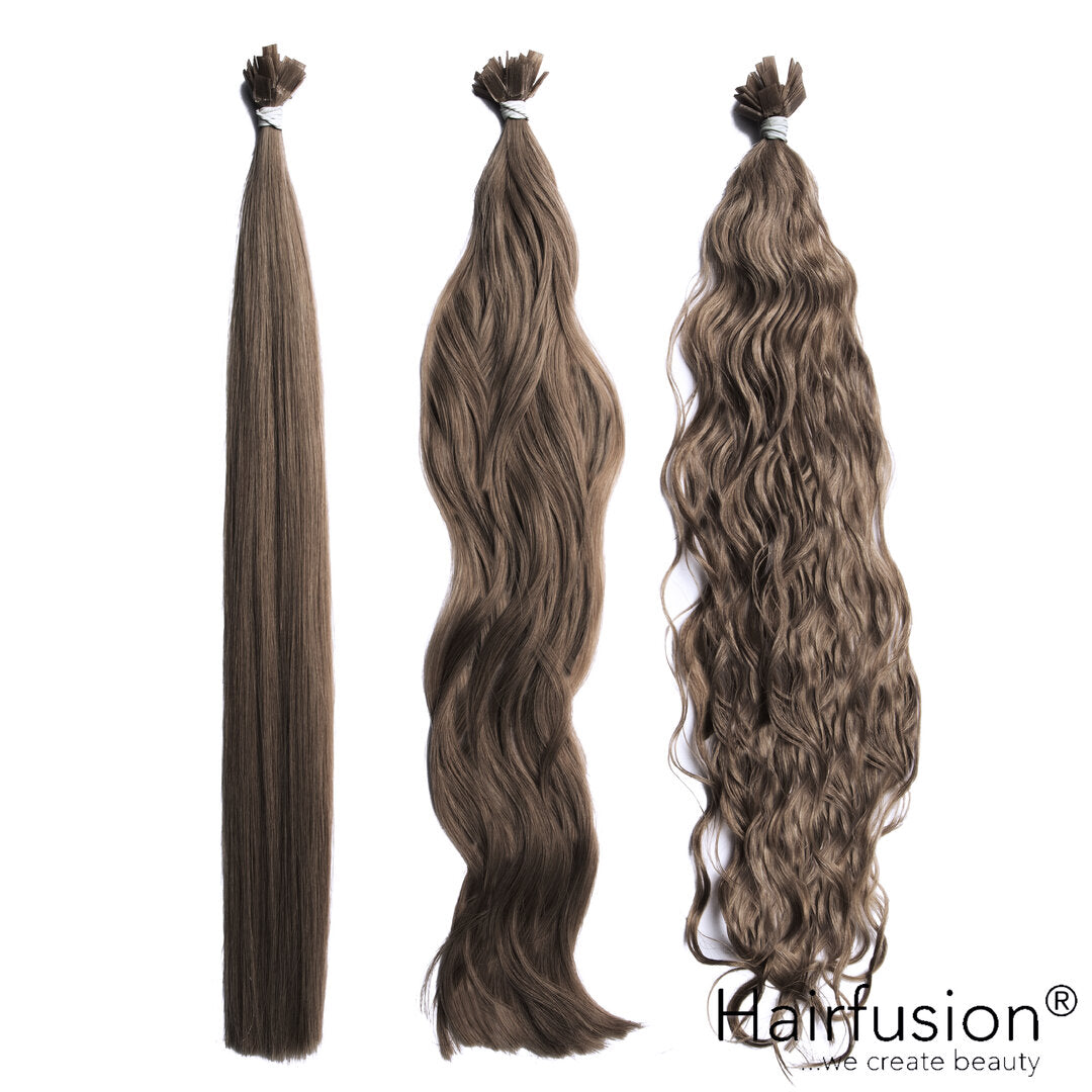 Bonding Extensions - 25 Stück (Flachbonding-Wärme-/Ultraschall) NATURAL ASHY Echthaar von HAIRFUSION