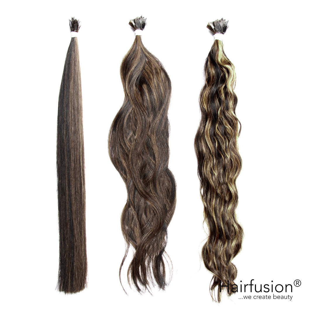 25 Stück HAIRFUSION Echthaarsträhnen mit FLACHBONDING (Wärme-/Ultraschalltechnik) GESTRÄHNT