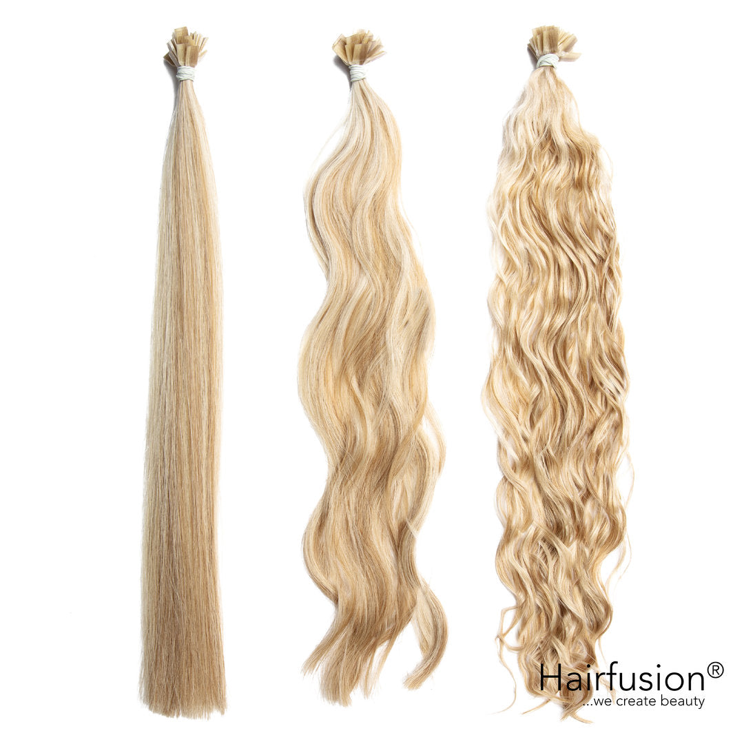 25 Stück HAIRFUSION Echthaarsträhnen mit FLACHBONDING (Wärme-/Ultraschalltechnik) GESTRÄHNT