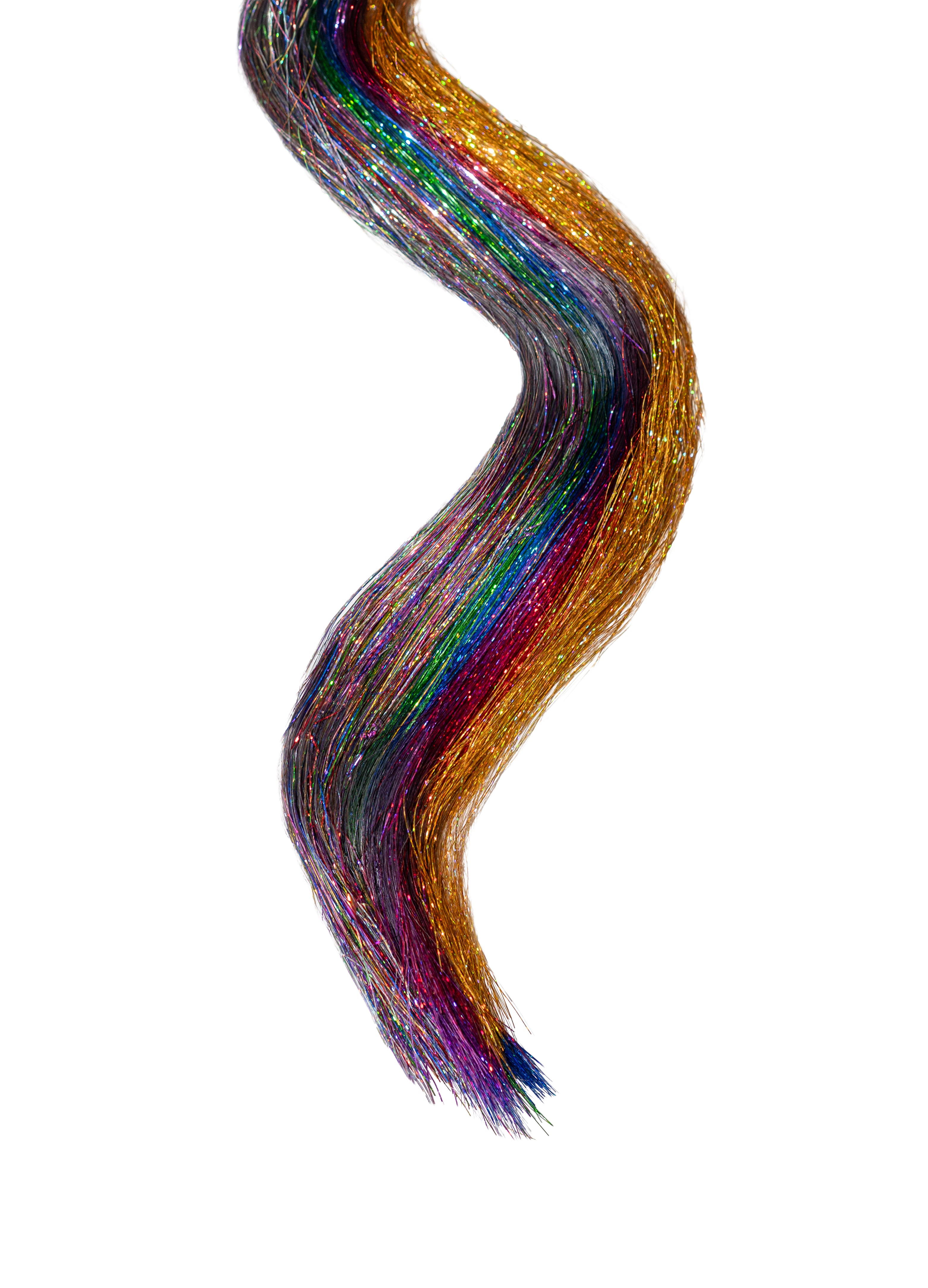 Haarlametta Extensions 50 cm – 5 Strähnen Glitzer mit Microring, hitzebeständig