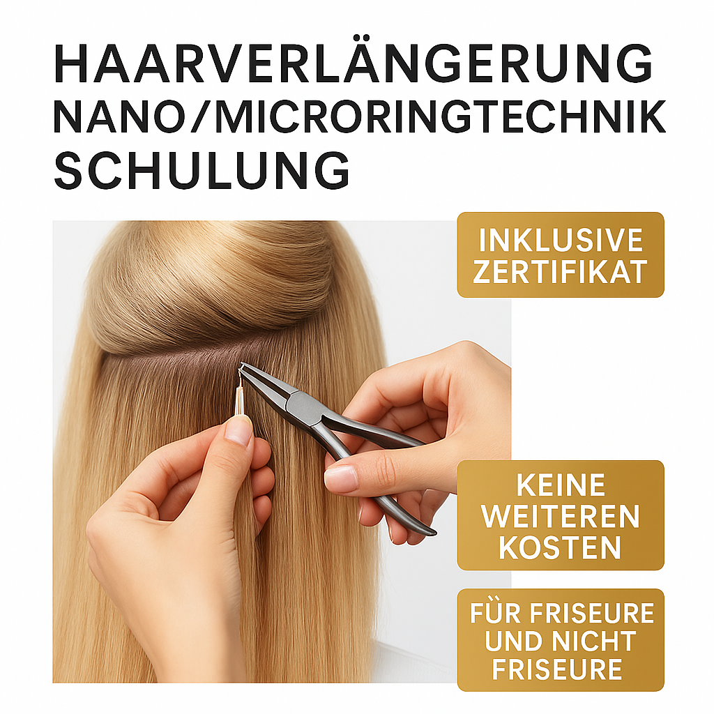 Haarverlängerung Schulung Nano / Microringtechnik mit Zertifikat