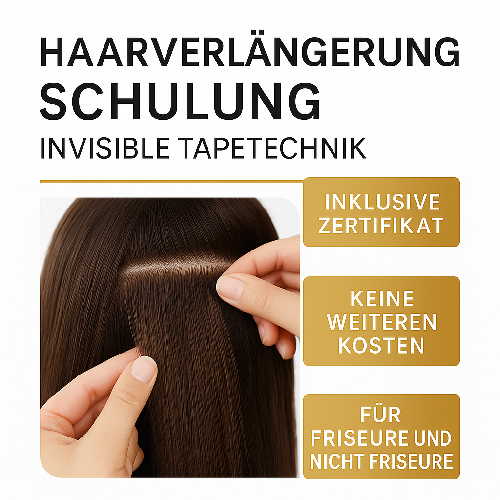 Haarverlängerung Schulung Invisible Tapetechnik mit Zertifikat