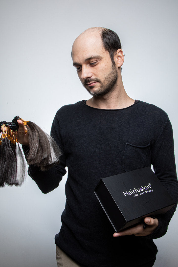 Herren Farbring Echthaar zum AUSLEIHEN von HAIRFUSION