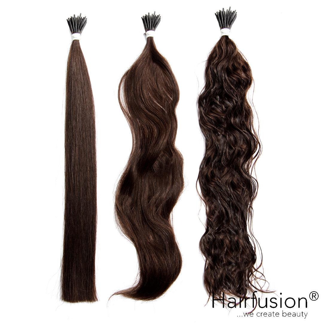 25 Stück HAIRFUSION Echthaar Strähnen mit RUND BONDINGS (Microrings) EINFARBIG