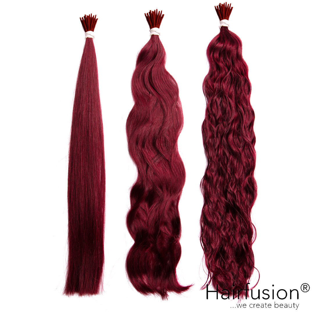 25 Stück HAIRFUSION Echthaar Strähnen mit RUND BONDINGS (Microrings) EINFARBIG