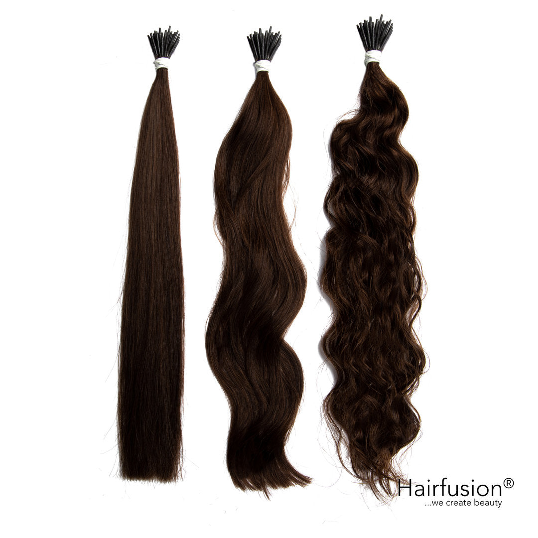 25 Stück HAIRFUSION Echthaar Strähnen mit RUND BONDINGS (Microrings) EINFARBIG