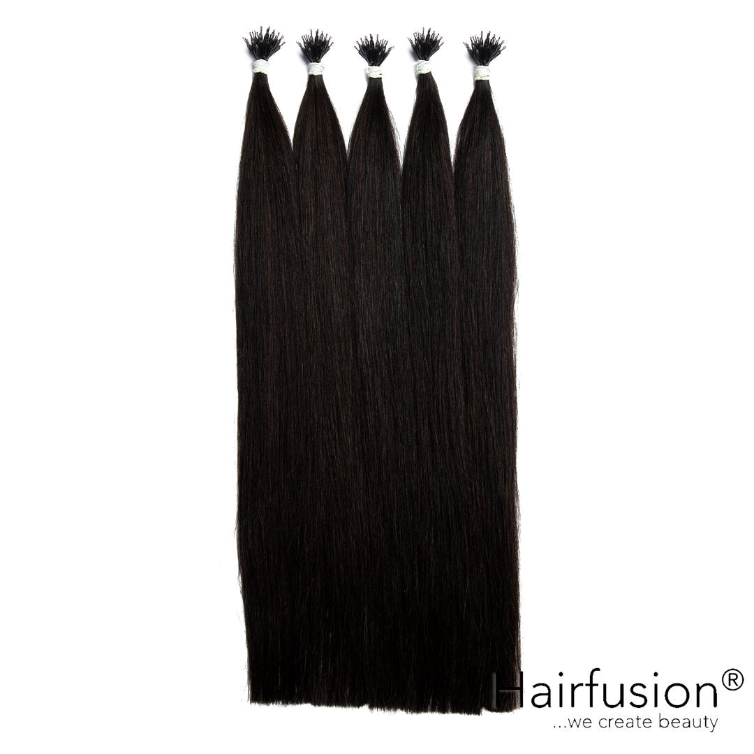 Nanoring Extensions - 25 Stück ROHHAAR schwarzbraun von HAIRFUSION