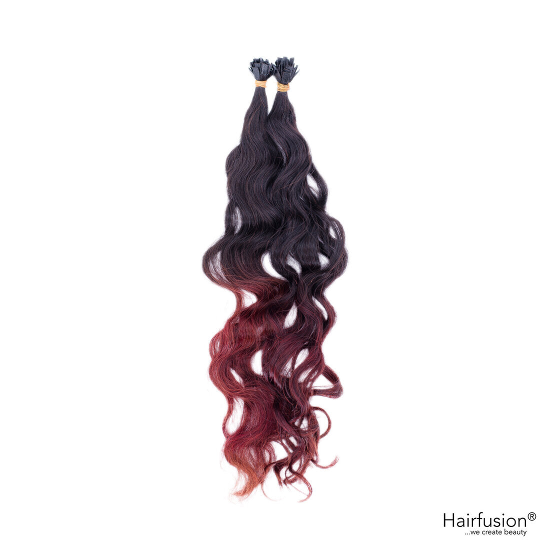 Outlet Nr. 67 – 50 Bonding Extensions – Farbe Ombré 1B auf 30 – 50 cm – gelockt