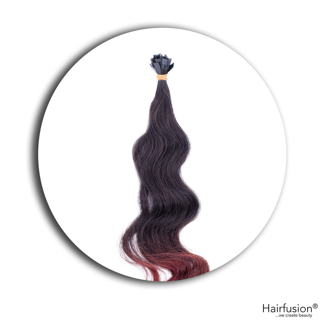 Outlet Nr. 67 – 50 Bonding Extensions – Farbe Ombré 1B auf 30 – 50 cm – gelockt