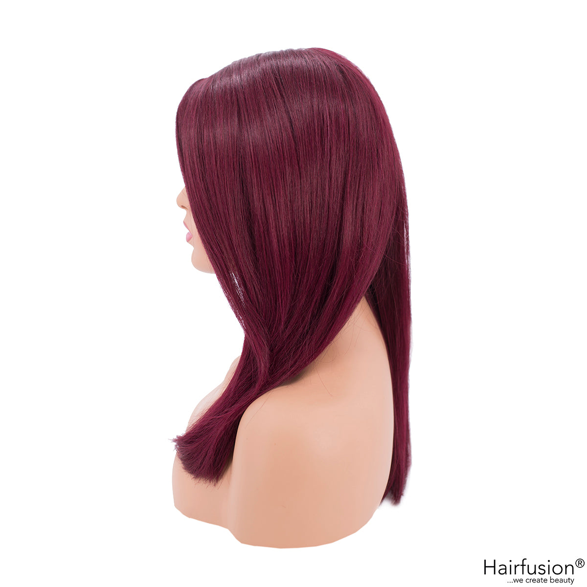 Echthaar Perücke  - Rubi - weinrote Middle Part Perücke - 35 cm