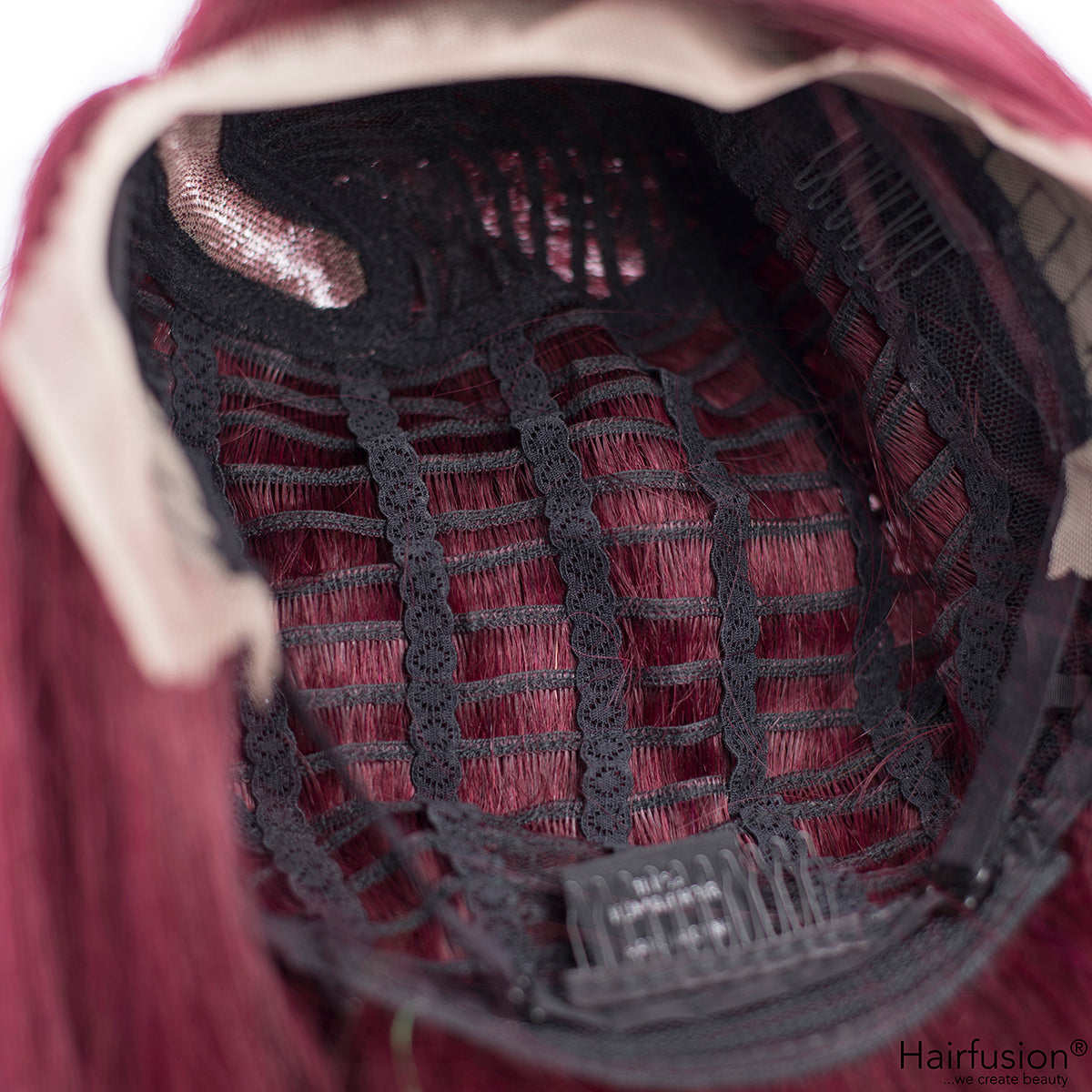 Echthaar Perücke  - Rubi - weinrote Middle Part Perücke - 35 cm