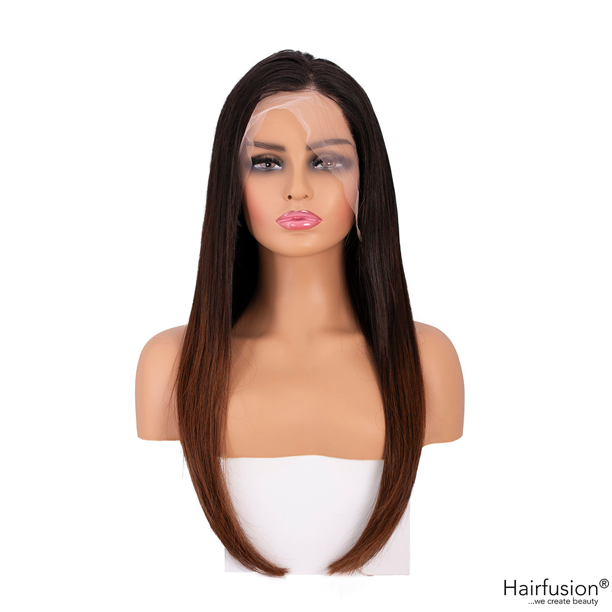 Echthaar Perücke ombré schwarz auf braun - Ibiza Jet Set