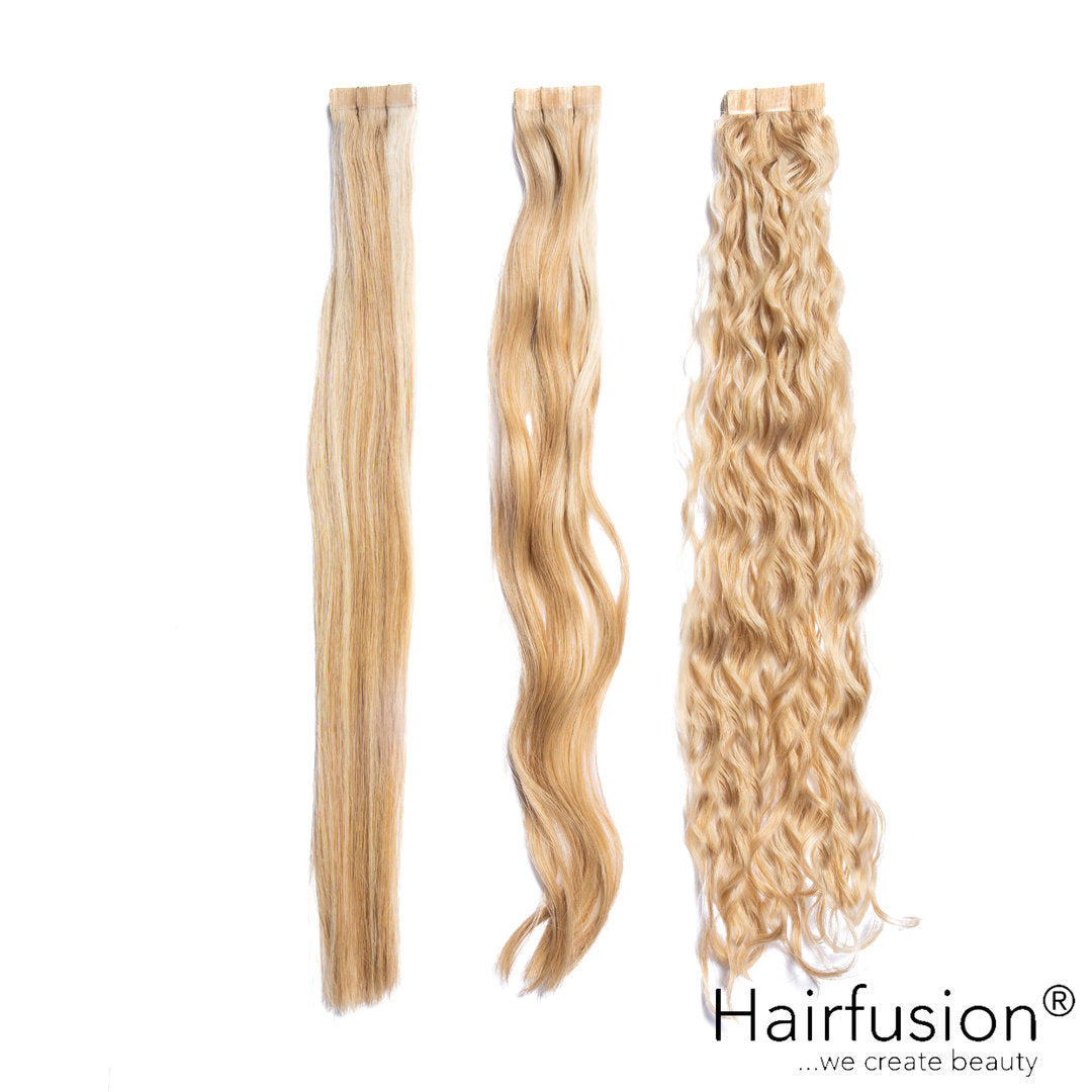Tapes - 10 Stück HAIRFUSION Echthaar GESTRÄHNTE FARBEN