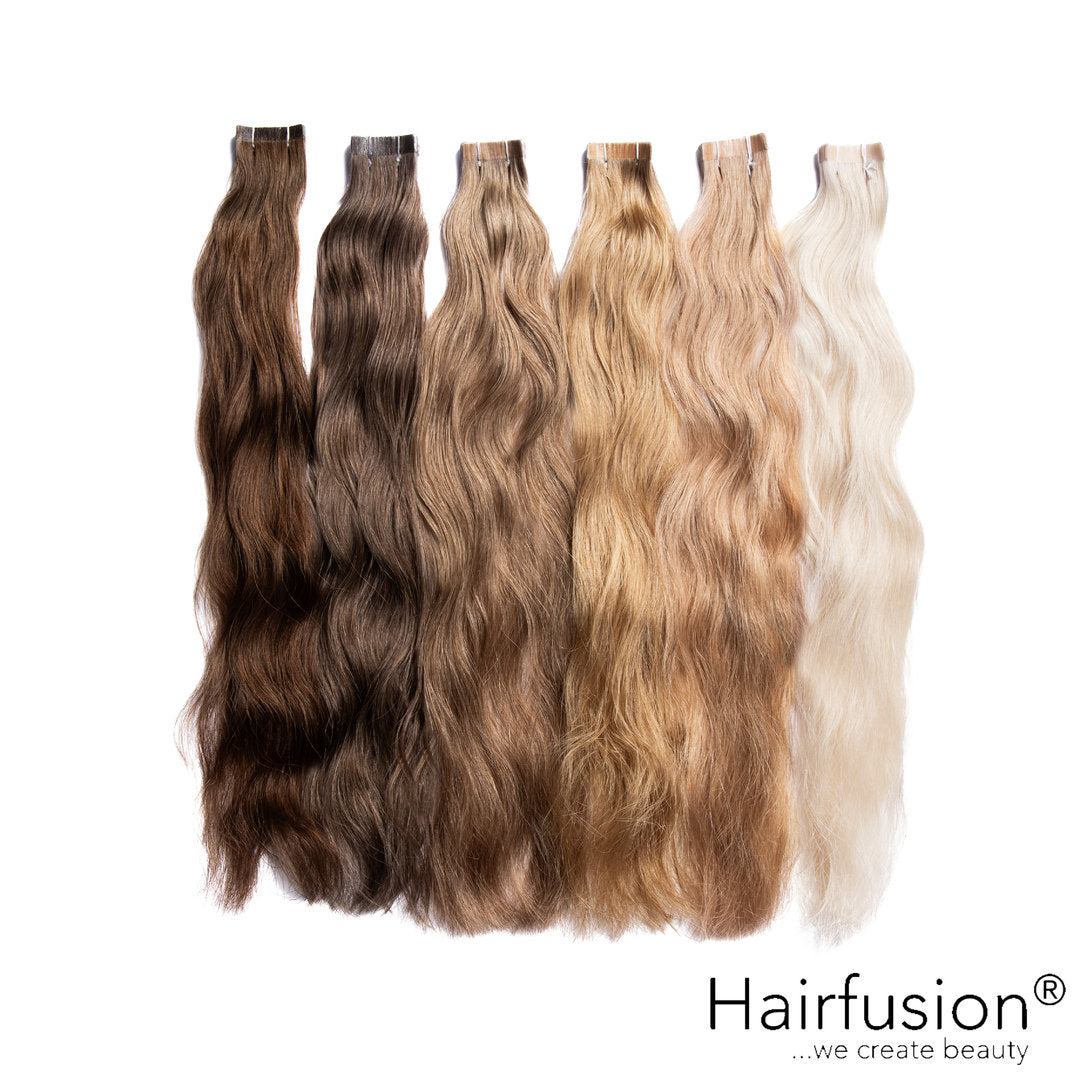 Tape Extensions - 10 Stück NATURAL ASHY Echthaar 45-50 cm und 65-70 cm