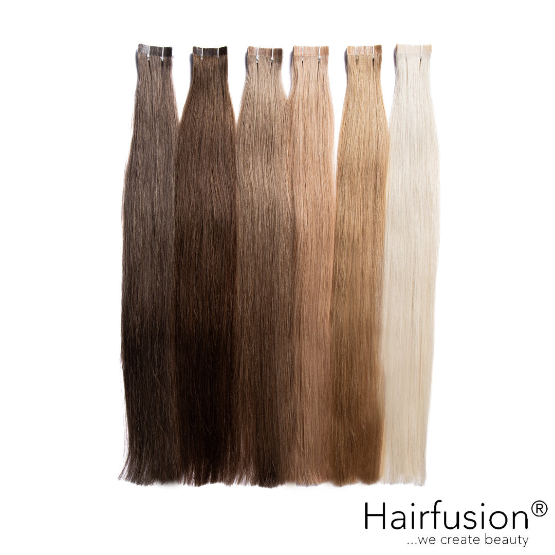 Tape Extensions - 10 Stück NATURAL ASHY Echthaar 45-50 cm und 65-70 cm