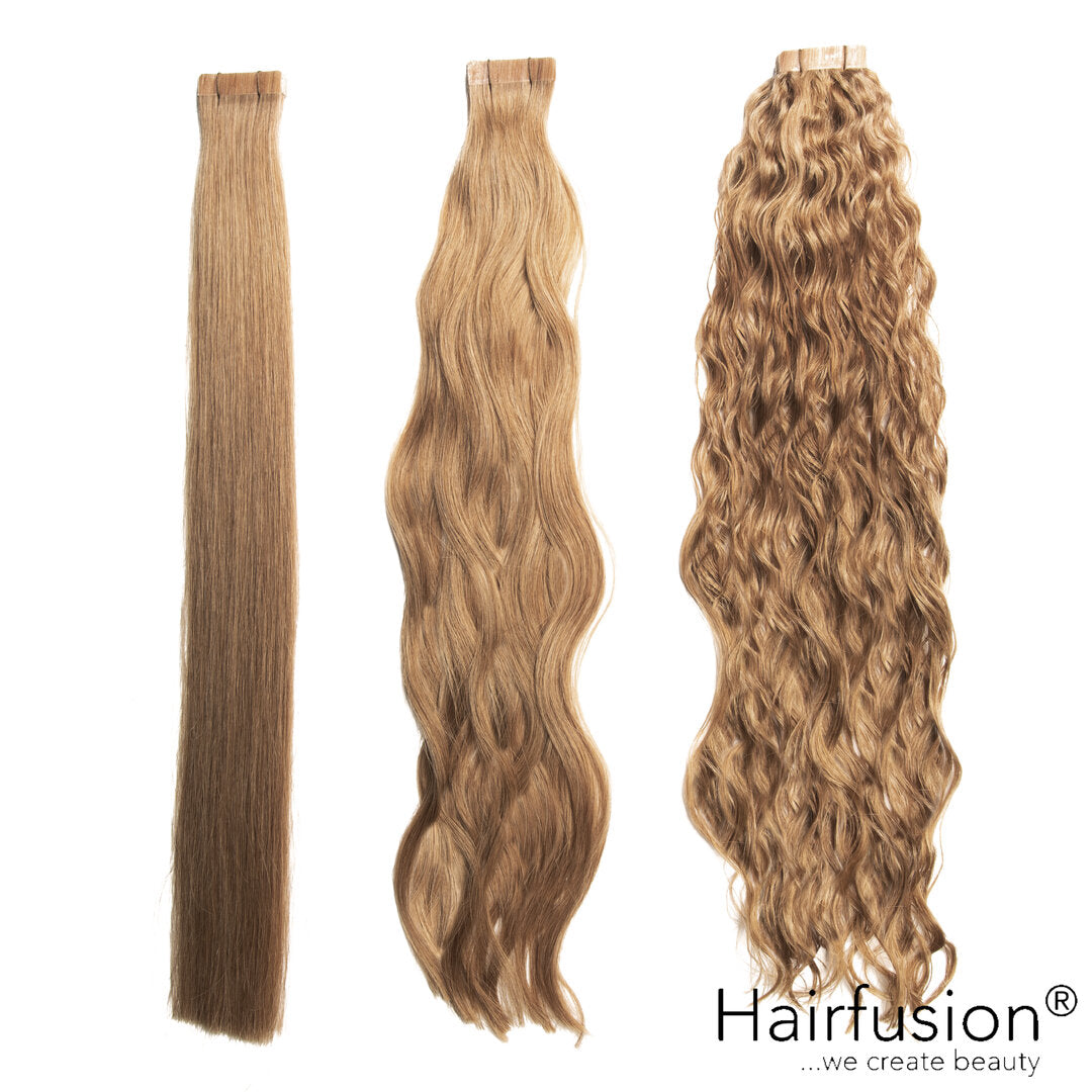 Tape Extensions - 10 Stück NATURAL ASHY Echthaar von HAIRFUSION